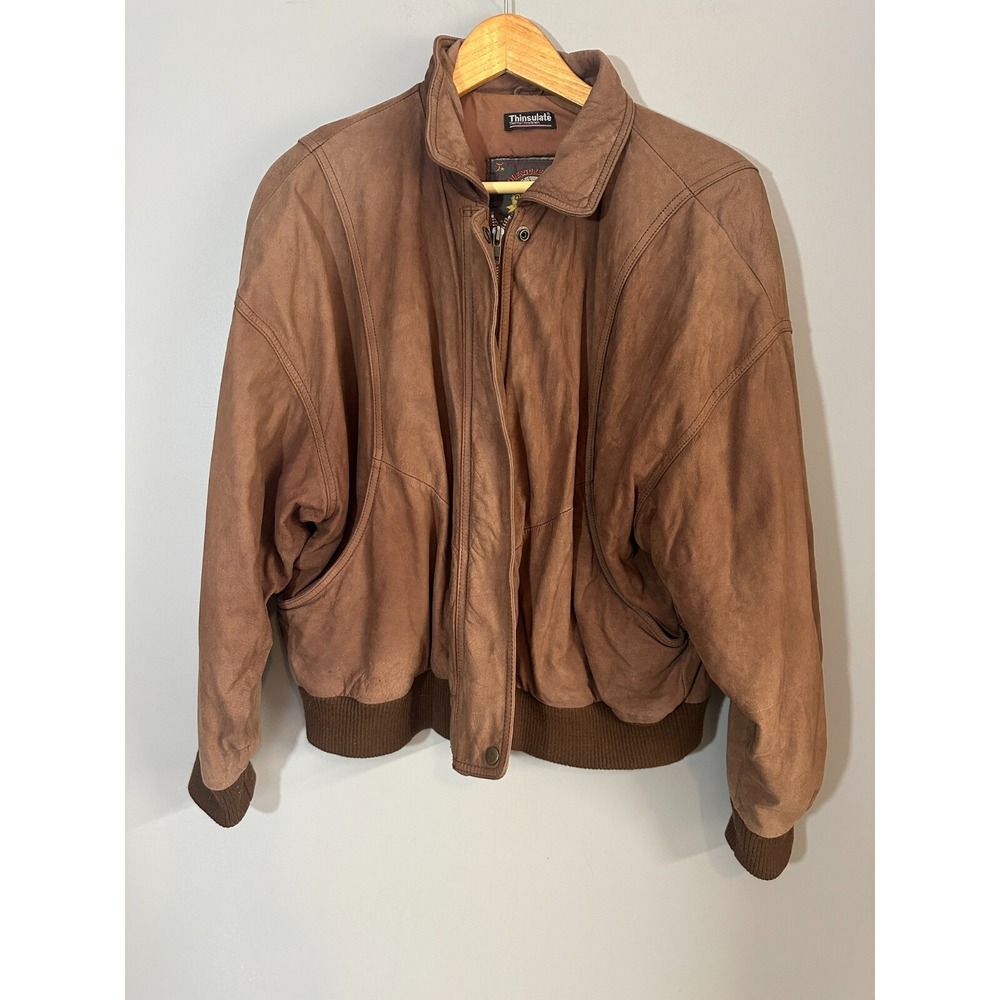 Vintage Adventure Bound Wilsons Jacket‎ Mens XL Brown Leather Thinsulate Bomber